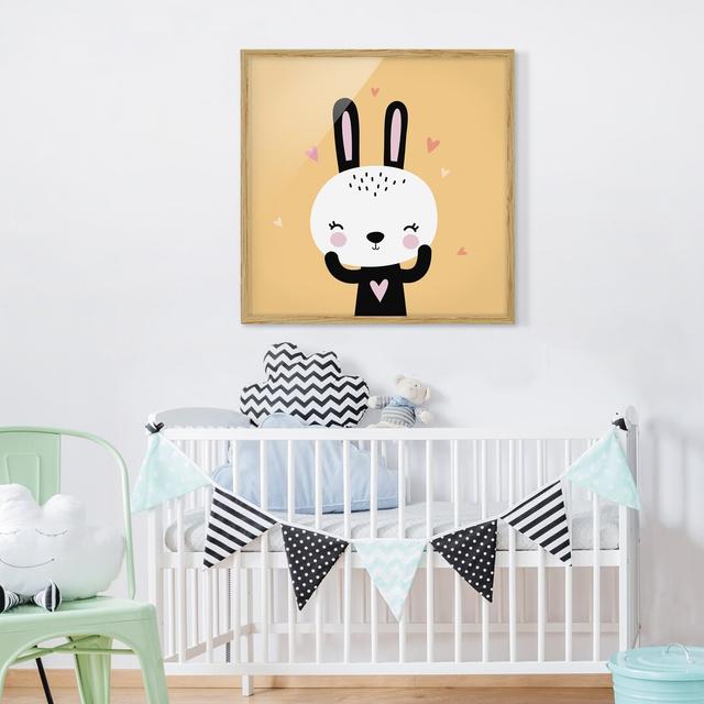 The Happy Bunny - Picture Frame Graphic Art Zoomie Kids Size: 70cm H x 70cm W x 2cm D, Frame Option: Brown Framed on Productcaster.