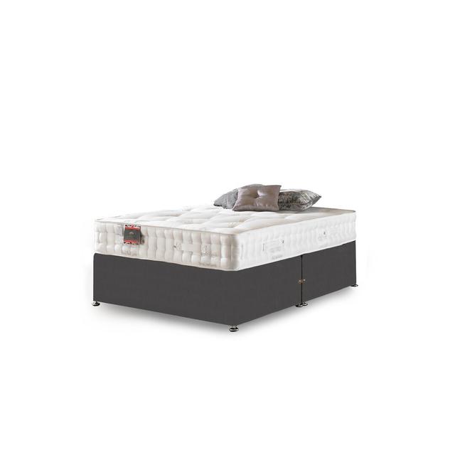 Arlo Pocket Sprung 1000 Divan Bed Fairmont Park Colour: Silver Plush Velvet, Size: Double (4'6), Storage Type: 2 Drawers on Productcaster.