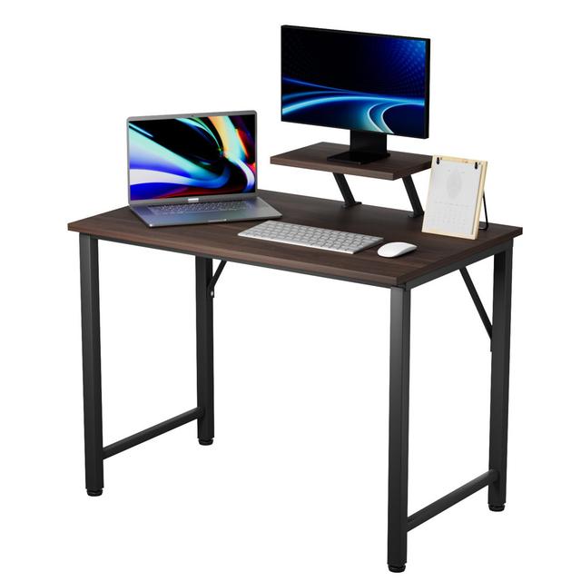 Nirjala Rectangle Writing Desk 17 Stories Top Colour: Black, Frame Colour: Black, Size: 75cm H x 80cm W x 40cm D on Productcaster.