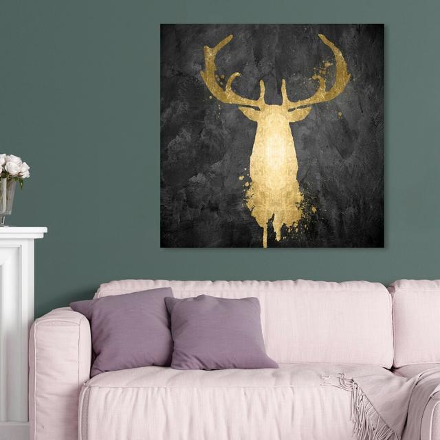 'Stag Majesty Gold' Painting on Wrapped Canvas East Urban Home Size: 101.6 cm H x 101.6 cm W x 5.1 cm D on Productcaster.