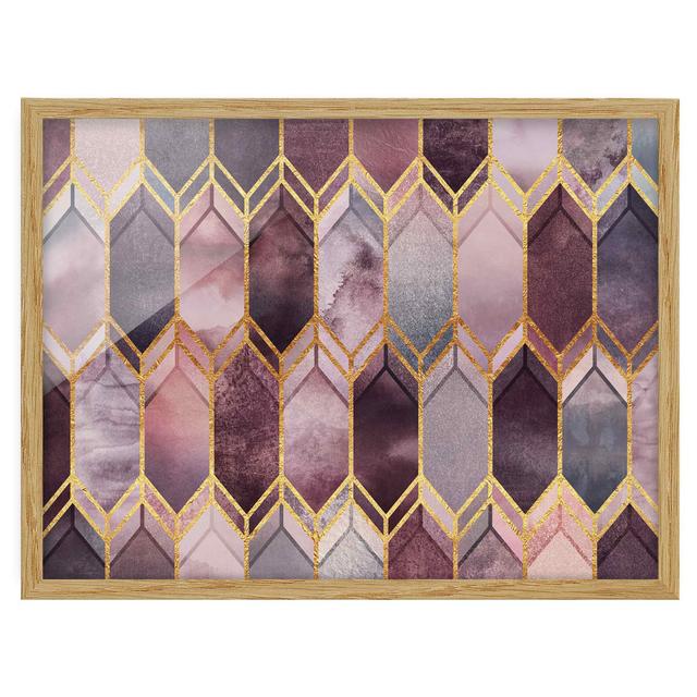 Stained Glass Geometric Rose Gold - Picture Frame Graphic Art Canora Grey Size: 30cm H x 40cm W x 2cm D, Frame Option: Brown Framed on Productcaster.