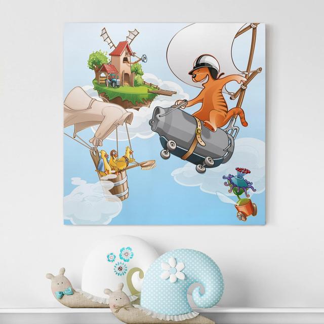 Flying Farm Race - Wrapped Canvas Art Prints Zoomie Kids Format: 260g/m² canvas, Size: 70cm H x 70cm W on Productcaster.