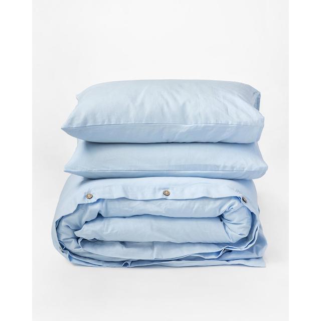 Nanka Linen Duvet Cover Set Set Ebern Designs Colour: Blue, Size: EU King Duvet Cover + 2 Standard Pillowcases on Productcaster.