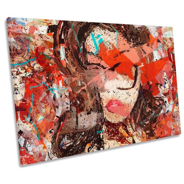 Red Fashion Face Bitmap CANVAS WALL ARTWORK Print Art Rosalind Wheeler Size: 30.5cm H x 45.7cm W x 2cm D on Productcaster.