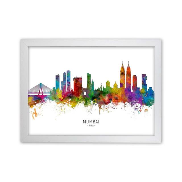 Mumbai India Skyline by Michael Tompsett - Graphic Art Print Ebern Designs Format: White Framed, Size: 34cm H x 46cm W x 3cm D on Productcaster.