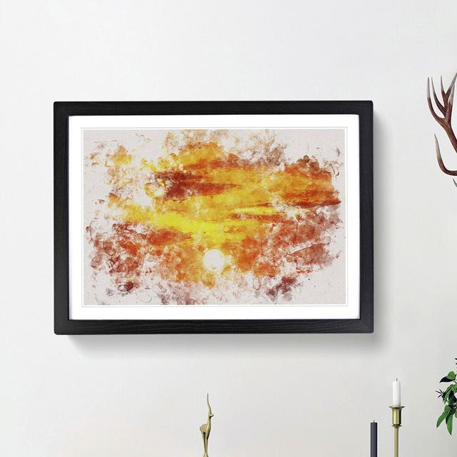 Striking Orange Sunset Watercolour - Picture Frame Graphic Art Print East Urban Home Size: 40cm H x 60cm W x 2cm D, Frame Option: Black Framed on Productcaster.