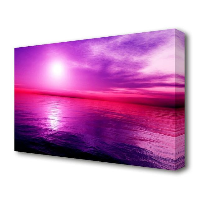 Stunning Lilac Pink Ocean Reflections Seascape - Wrapped Canvas Graphic Art Print East Urban Home Size: 66 cm H x 101.6 cm W on Productcaster.