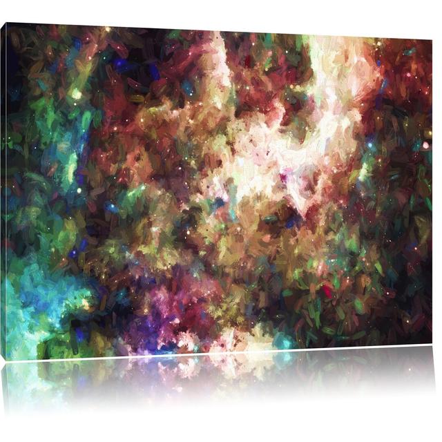 Leinwandbild „Bunte Nebelgalaxie und Sterne“, Grafikdruck East Urban Home Größe: 80 cm H x 120 cm B on Productcaster.