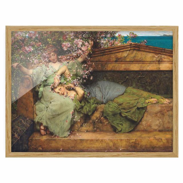 Tadema in the Rose Garden by Sir Lawrence Alma - Picture Frame Painting ClassicLiving Frame Option: Brown Framed, Size: 50cm H x 70cm W x 2cm D on Productcaster.