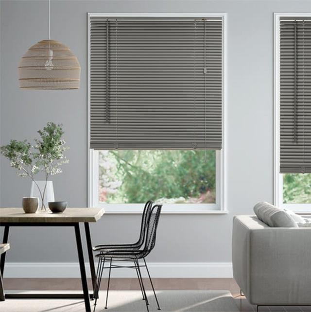 PVC Plain Indoor Venetian Blind Symple Stuff Finish: Grey, Size: 213 cm L x 90 cm W on Productcaster.