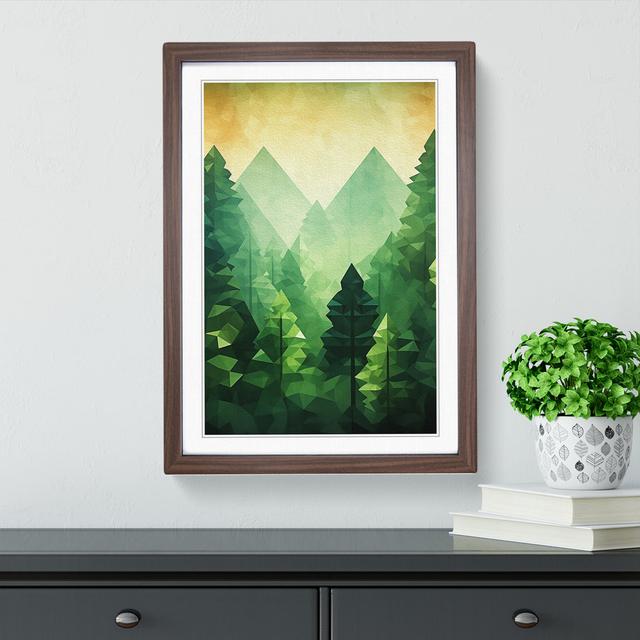 Spring Forest Geometric - Print Alpen Home Format: Walnut Framed, Size: 64cm H x 46cm W on Productcaster.