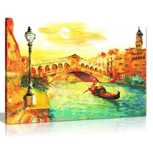 Orange Venice Painting Canvas Wall Art Picture Print Panther Print Size: 61cm H x 91cm W on Productcaster.