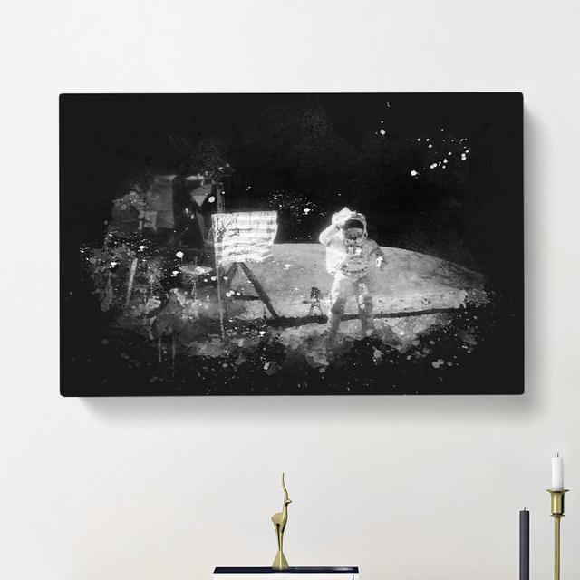 Astronaut on the Moon - Wrapped Canvas Graphic Art Print East Urban Home Size: 60cm H x 91cm W x 4cm D on Productcaster.