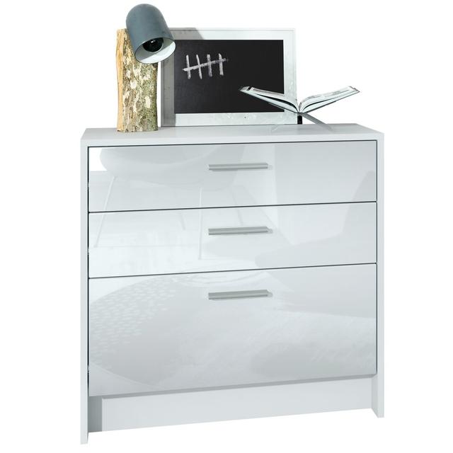 Mccallister 3 Drawer 76Cm W Chest Of Drawers Metro Lane Colour: White/White High Gloss on Productcaster.