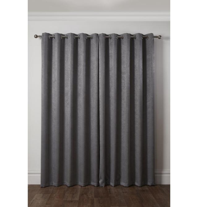 Ambiance Eyelet Blackout Thermal Curtains (Set of 2) Three Posts Panel Size: 116 W x 183 D cm, Colour: Charcoal on Productcaster.