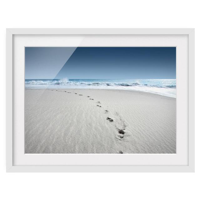 Tracks in the Sand - Picture Frame Photograph Print on Paper East Urban Home Frame Options: Matt white, Size: 70cm H x 100cm W on Productcaster.