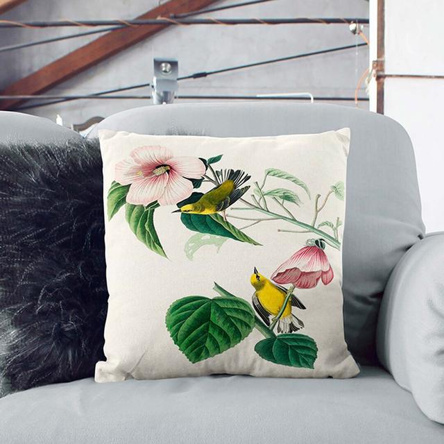 Blue-Winged Yellow Warbler Birds by John James Audubon Cushion with Filling East Urban Home Size: 40cm H x 40cm W x 15cm D, Backing Colour: Stone on Productcaster.