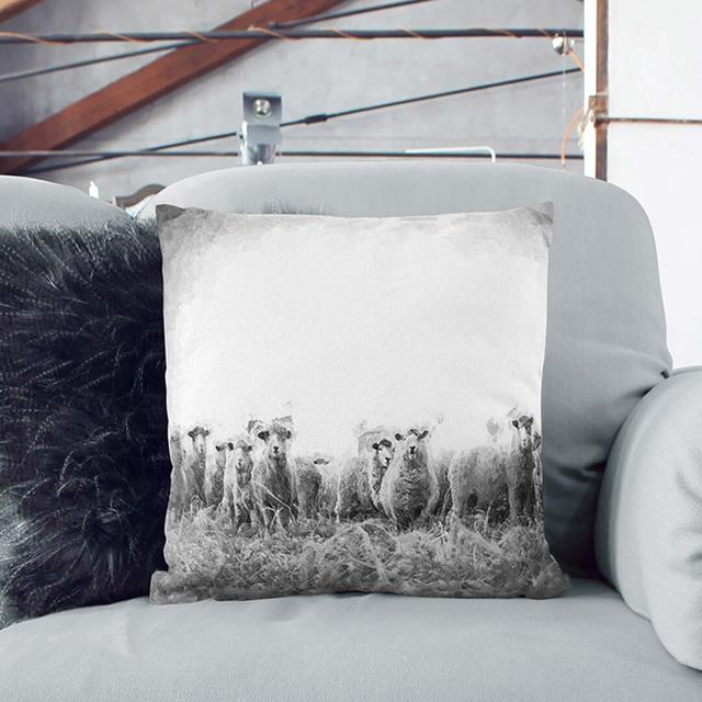 A Flock of Sheep in Abstract Cushion with Filling East Urban Home Size: 40 x 40 cm, Backing Colour: White on Productcaster.