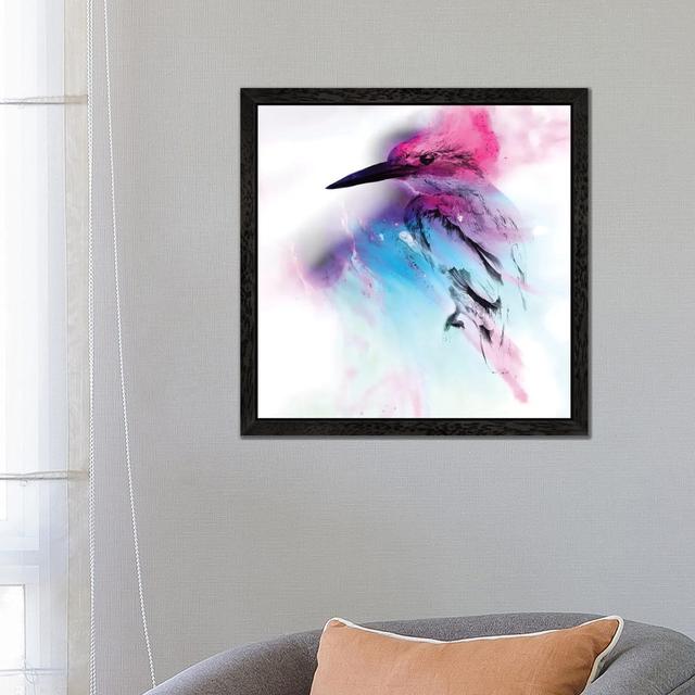 Pink And Blue Birdie by Antuanelle - Print on Canvas 17 Stories Size: 45.72cm H x 45.72cm W x 3.81cm D, Format: Black Framed on Productcaster.