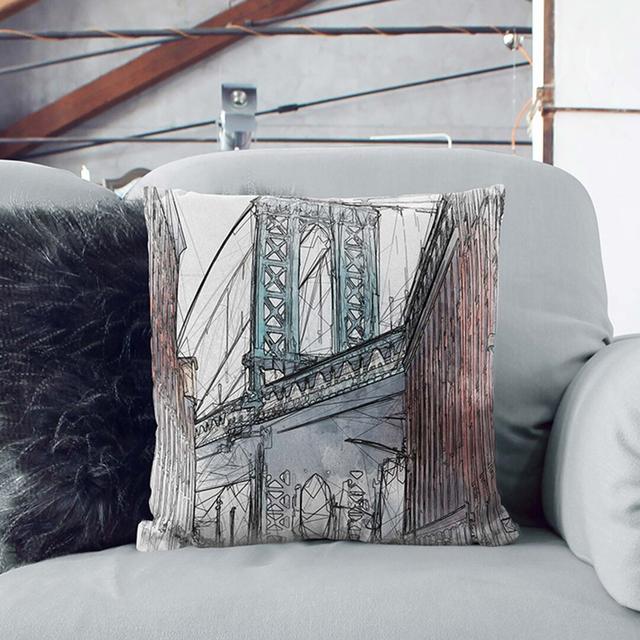 George Washington Bridge in Abstract Cushion with Filling East Urban Home Size: 55cm H x 55cm W x 20cm D, Backing Colour: White on Productcaster.