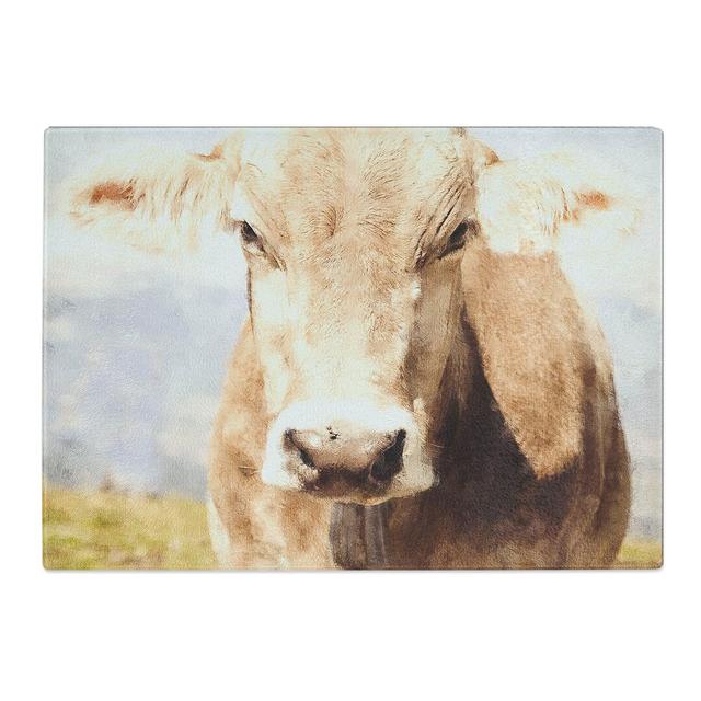 Portrait of a Cow Vol.1 Painting Chopping Board East Urban Home Size: 0.4cm H x 28.5cm W x 39cm L on Productcaster.