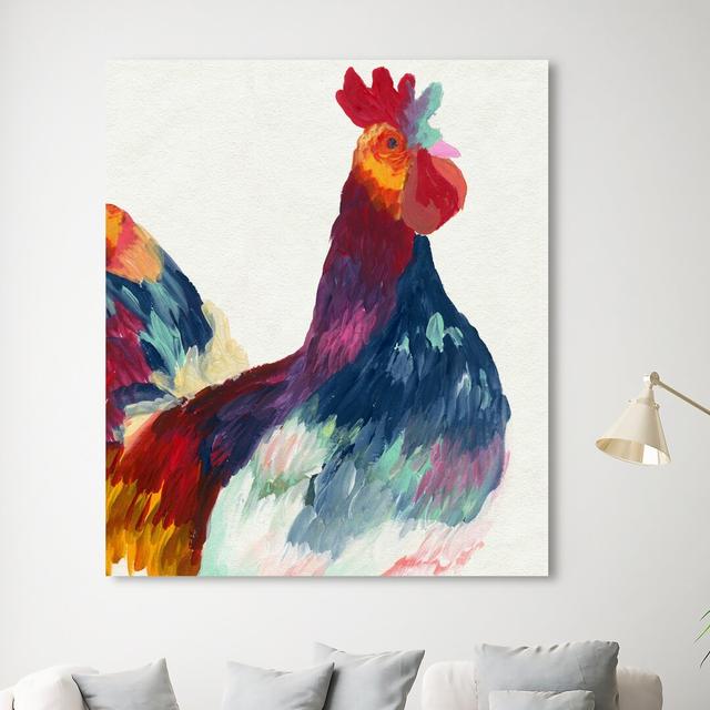 Rooster Wow - Wrapped Canvas Painting East Urban Home Size: 114 cm H x 91 cm W on Productcaster.