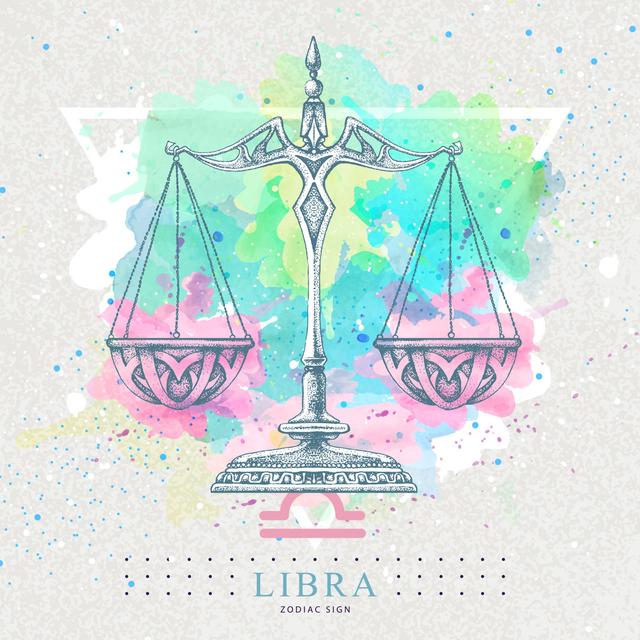 Libra Zodiac Sign On Artistic Illustration Maturi Size: 91cm H x 91cm W x 3.8 cm D on Productcaster.