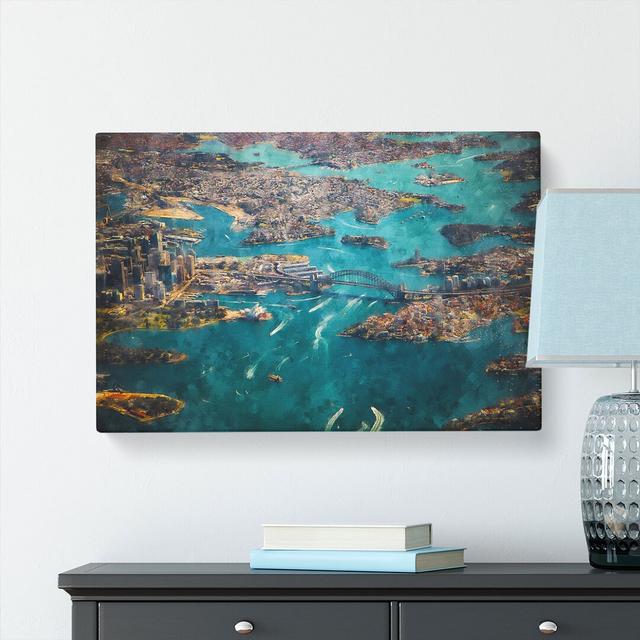 Birds Eye View Of Sydney Australia Painting - Wrapped Canvas Graphic Art East Urban Home Size: 60cm H x 91cm W x 3cm D on Productcaster.