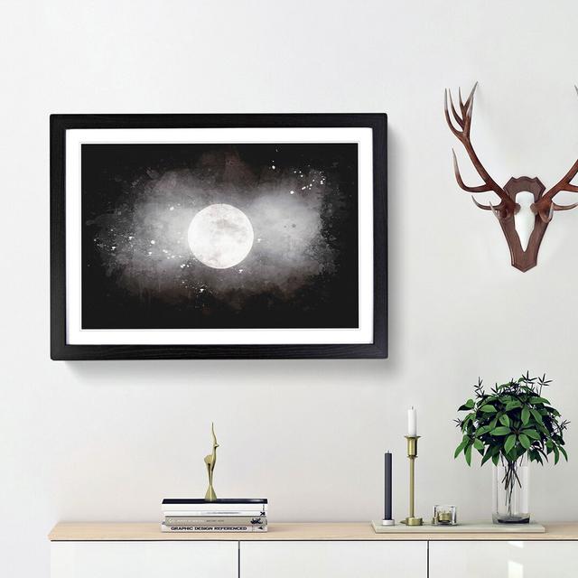 Full Moon At Dusk Paint Splash - Picture Frame Graphic Art East Urban Home Frame Option: Black Framed, Size: 33cm H x 45cm W x 2cm D on Productcaster.