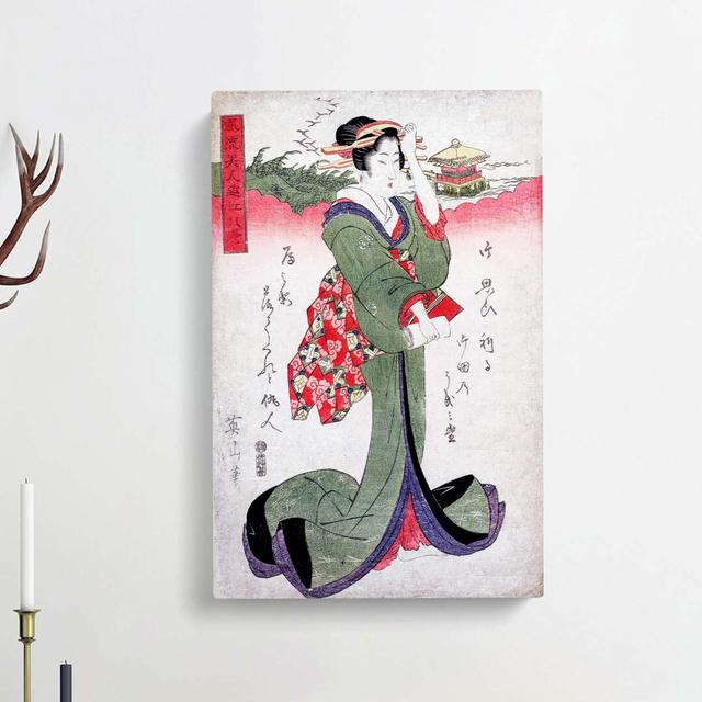 Elegant Woman by Kikukawa Eizan - Wrapped Canvas Painting Print East Urban Home Size: 60cm H x 40cm W x 3cm D on Productcaster.