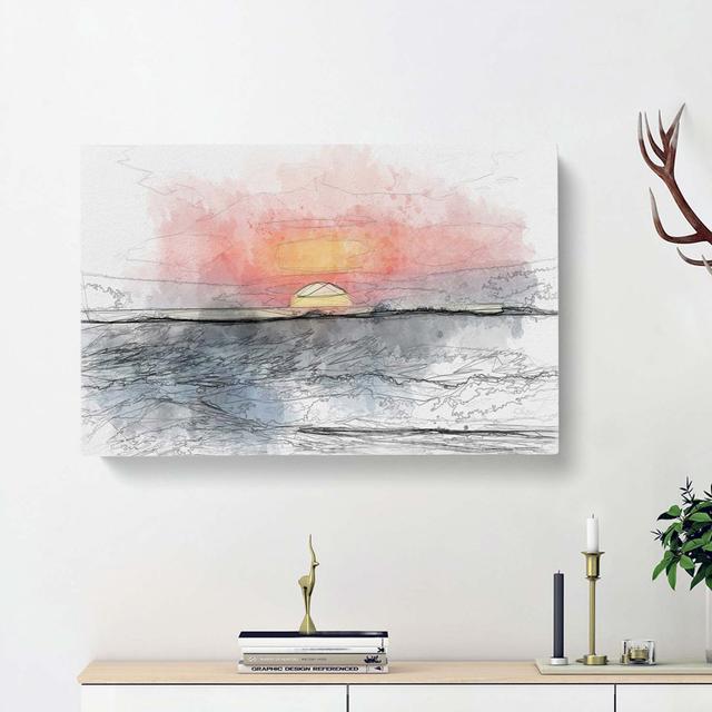 Pink Sunset in Costa Rica in Abstract - Wrapped Canvas Drawing Print East Urban Home Size: 60cm H x 91cm W x 3cm D on Productcaster.