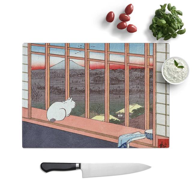 Tempered Glass Cat at the Window Chopping Board East Urban Home Size: 39 cm W x 28.5 cm L on Productcaster.