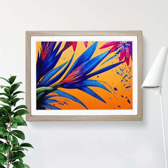 Bird of Paradise Flower Splash Vol.3 - Picture Frame Graphic Art Bay Isle Home Format: Oak, Size: 46cm H x 64cm W x 2cm D on Productcaster.