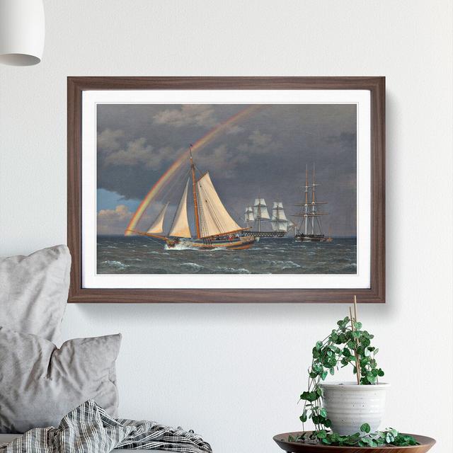 Rainbow at Sea by Christoffer Wilhelm Eckersberg - Picture Frame Painting East Urban Home Size: 48cm H x 65cm W x 2cm D, Frame Option: Walnut Framed on Productcaster.