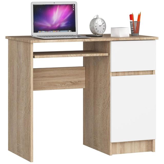 Eldrid Computer Desk 17 Stories Orientation: Right, Colour: Oak Sonoma/White on Productcaster.