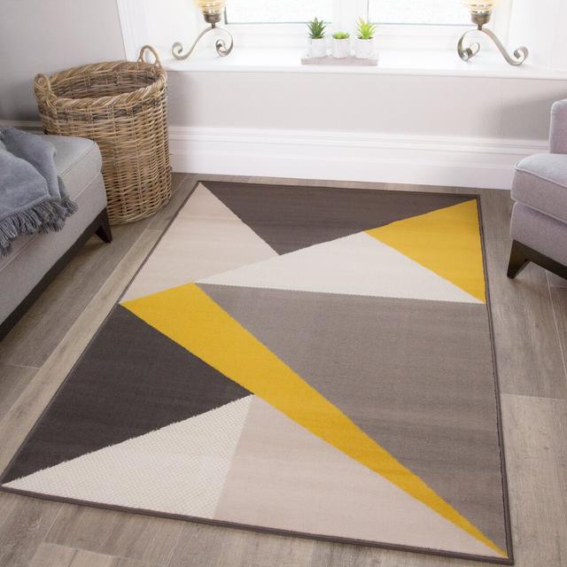 Marion Rich Striking BCF Ochre/Gold/Grey Rug Norden Home Rug Size: Rectangle 120 x 170cm on Productcaster.