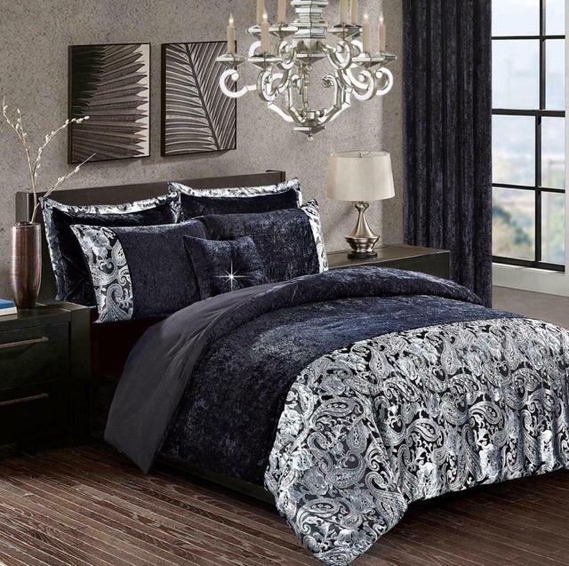 Armrong 180 TC Jacquard Duvet Cover Set Rosdorf Park Size: Kingsize - 2 Standard Pillowcases, Colour: Black on Productcaster.