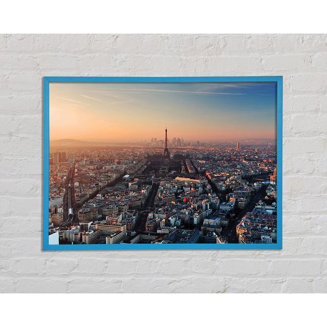 Eiffel Tower over the City 5 Latitude Run Size: 21cm H x 29.7cm W x 2cm D, Format: Blue Framed Paper on Productcaster.