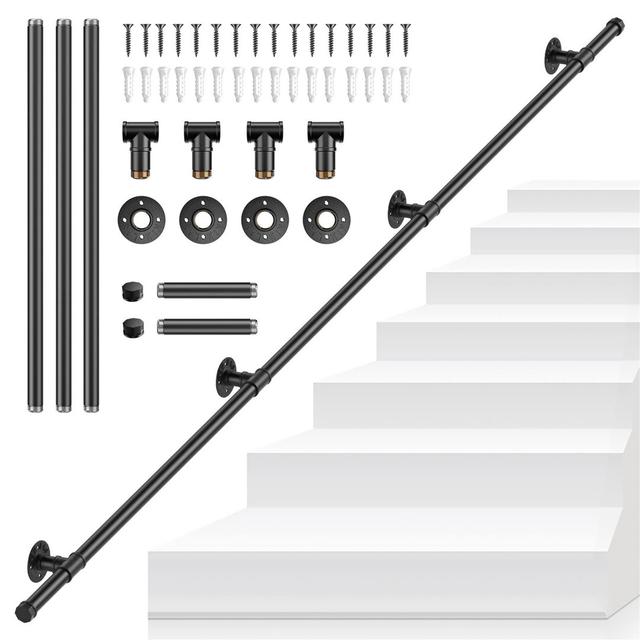 3M Metal Stair Handrail Indoor And Outdoor Wall Mounted Non-Slip Steel Pipe Handrail Towel Rack Vencier on Productcaster.