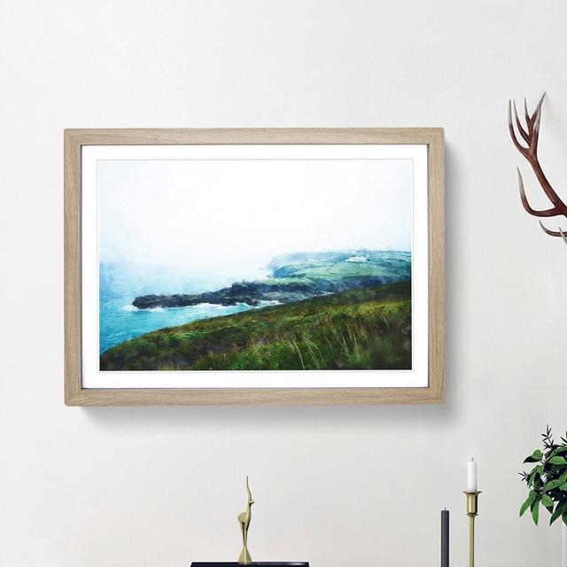 Port Isaac in Cornwall - Picture Frame Painting Print East Urban Home Size: 62cm H x 87cm W x 2cm D, Frame Option: Oak Framed on Productcaster.