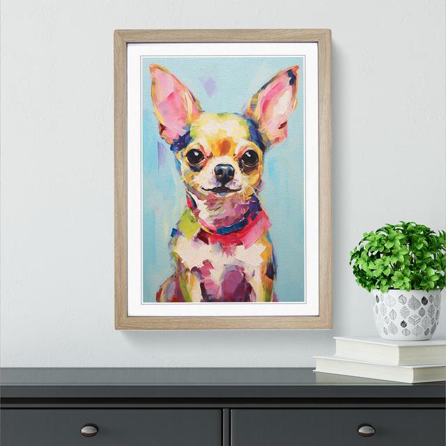 Chihuahua Gestural - Single Picture Frame Art Prints on Wood Marlow Home Co. Frame Colour: Oak, Size: 46cm H x 34cm W x 2cm D on Productcaster.