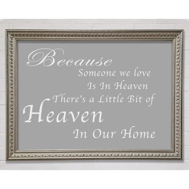 Family Quote Because Someone We Love 2 Lilac Framed Print Wall Art Happy Larry Colour: White, Size: 59.7cm H x 84.1cm W x 3cm D, Format: Silver Framed on Productcaster.