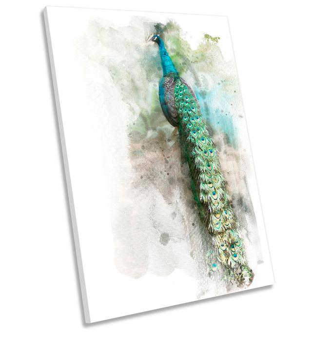 Green Peacock Bird - Wrapped Canvas Art Prints Mistana Size: 137.2cm H x 91.4cm W x 4cm D on Productcaster.