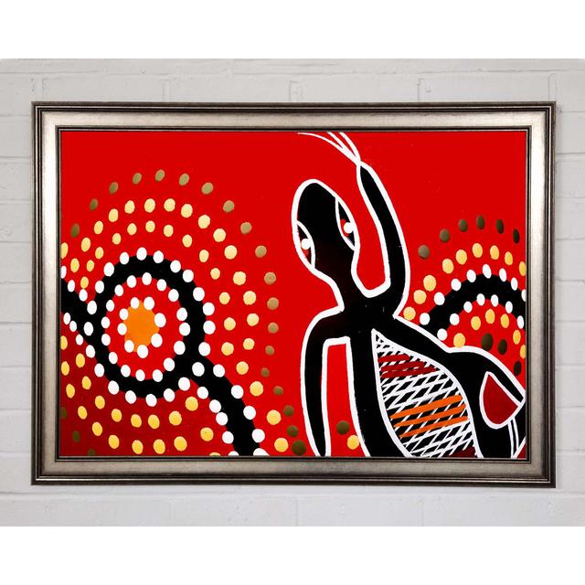 Aboriginal Red Gecko Sun - Single Picture Frame Art Prints Rosalind Wheeler Size: 84.1cm H x 118.9cm W on Productcaster.