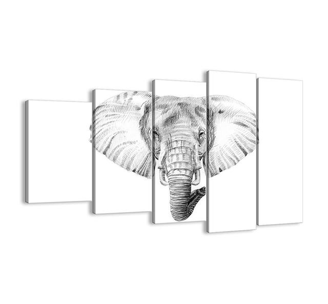 There Was an Elephant, As Big As an Elephant - 5 Piece Unframed Graphic Art Print Set on Canvas World Menagerie Size: 100cm H x 150cm W x 1.8cm D on Productcaster.