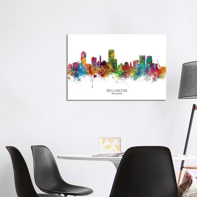 Wellington New Zealand Skyline by Michael Tompsett - Wrapped Canvas Painting Latitude Run Size: 66.04cm H x 101.6cm W x 1.91cm D on Productcaster.