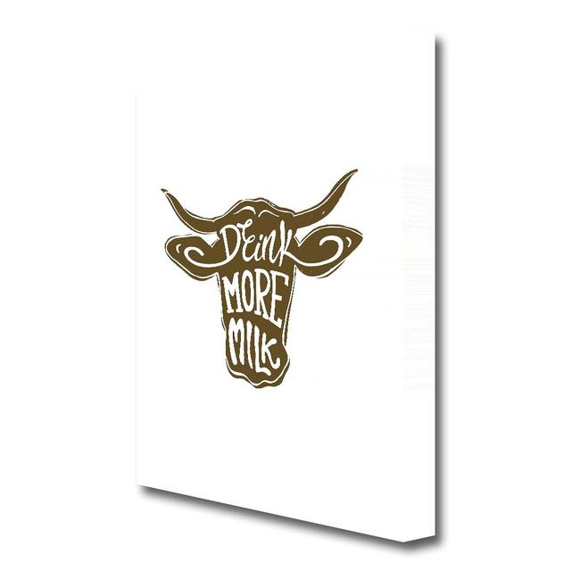 Drink More Milk - Wrapped Canvas Typography Print East Urban Home Size: 142.2 cm H x 101.6 cm W on Productcaster.