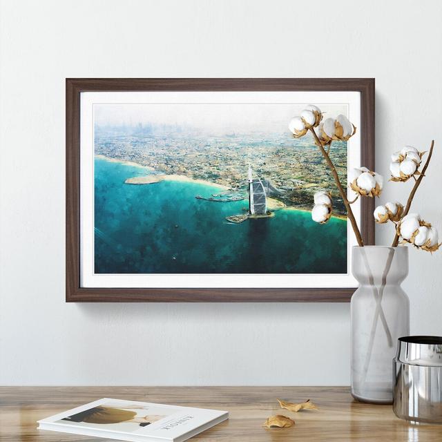 Burj Al Arab Hotel Dubai Skyline Painting - Single Picture Frame Print on MDF East Urban Home Format: Walnut, Size: 62cm H x 87cm W x 2cm D on Productcaster.