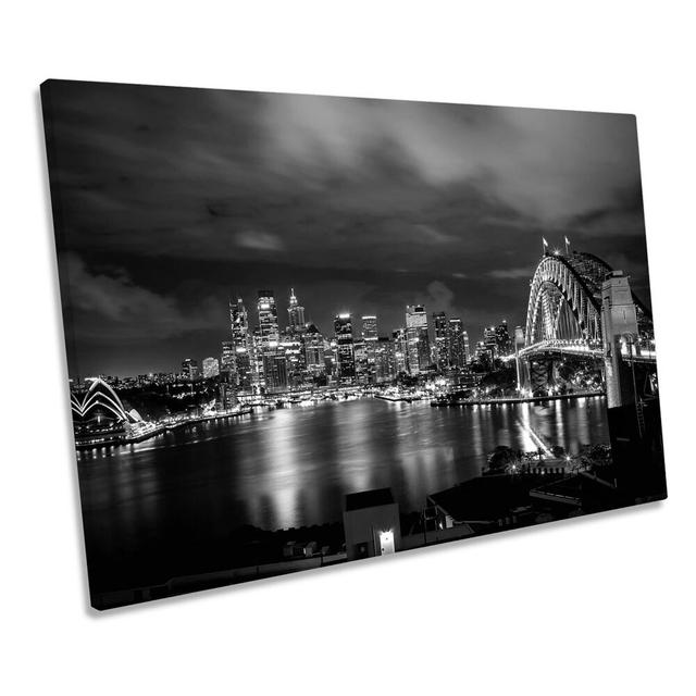 Sydney Harbour Bridge Skyline B&W - Wrapped Canvas Art Prints Ebern Designs Size: 50.8cm H x 76.2cm W on Productcaster.