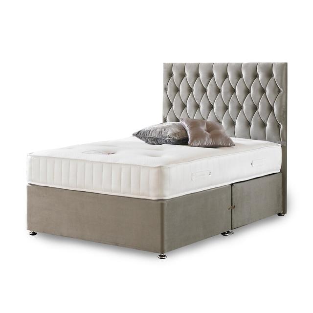 Asia Coilsprung Divan Bed Set Fairmont Park Colour: Silver Plush Velvet, Storage Type: No Storage, Size: Kingsize (5') on Productcaster.